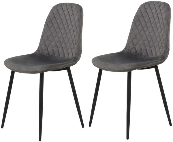 2er Set Küchenstuhl Mira - Samtvelour Grau