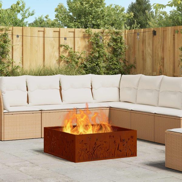 vidaXL Feuerstelle Braun 80 x 80 x 30 cm Wetterfeststahl 858929