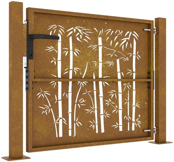 vidaXL Gartentor 100x75 cm Cortenstahl Bambus-Design 153238 Bild 5