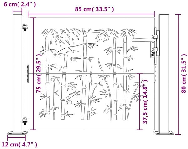 vidaXL Gartentor 100x75 cm Cortenstahl Bambus-Design 153238 Bild 11