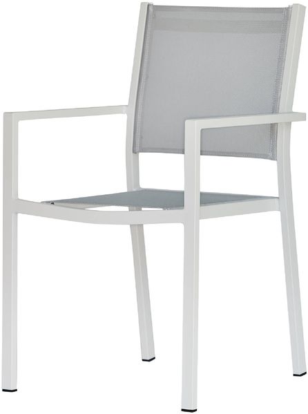 Stuhl Aria aus Aluminium und Textilene, stapelbar, modern, Outdoor, weiß grau