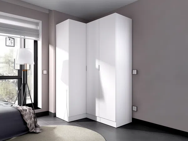 Vente-unique - LISTOWEL Wardrobe and walk-in wardrobe Holz, Platte Weiß - B 92 cm x H 184 cm x L 132 cm