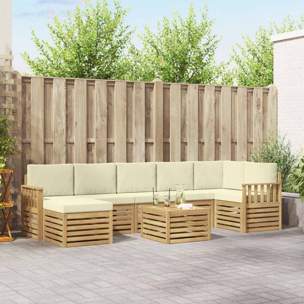 vidaXL Outdoor-Sofagarnitur 8 pcs Weiß und Creme 59 x 59 x 37 cm 3392225