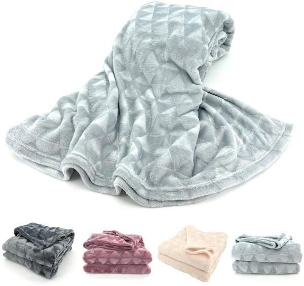 Wohndecke Soft Flanell Kuscheldecke Triangel Raute Sofadecke, heimtexland, super weich und flauschig, Allergiker geeignet, atmungsaktiv
