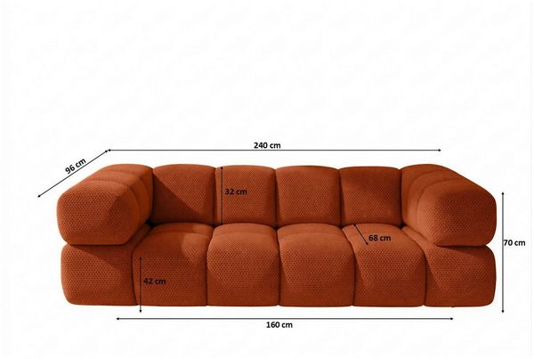Kaiser Möbel Sofa 3-Sitzer für Wohnzimmer, Stoff Sonic 3D, AVERRO, Bubble-Design, Designer Sofa, Premiumstoff Sonic 3D, Abgerundete Form Bild 3
