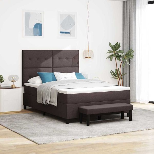 vidaXL Boxspringbett mit Kopfteil Dunkelbraun 140 x 190 cm Stoff 3344068
