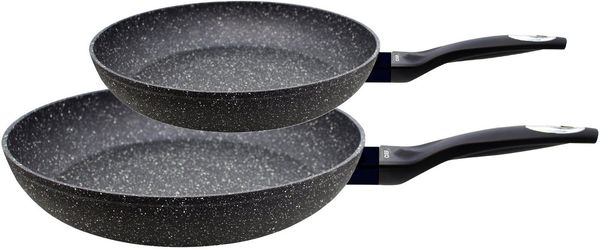 Elo Pfannen-Set Granit Passion 2-teilig (20/28 cm), Aluminium (Set, 2-tlg, je 1 Bratpfanne Ø 20/28 cm), extra raue Oberfläche mit weißen Punkten