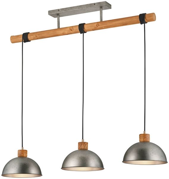 Hängeleuchte, Holz, Höhenverstellbar, nickel-matt, L 107 cm Bild 2