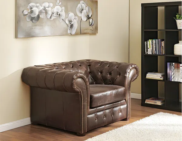 Vente-unique - Chesterfield Ledersessel - Vintage Leder - Braun - CLOTAIRE