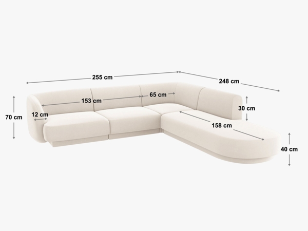 Micadoni Ecksofa Miley 6-Sitzer Links Chenille Eden Elfenbein Bild 6