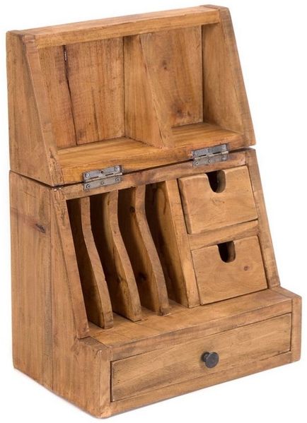 CREEDWOOD Aufbewahrungsbox BÜRO ORGANIZER "CASE", Altholz massiv Holz, 48 cm, Tisch Organizer