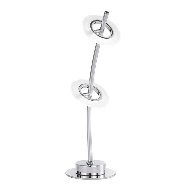 LED Tischleuchte, Ring, schwenkbar, Chrom, Höhe 50 cm