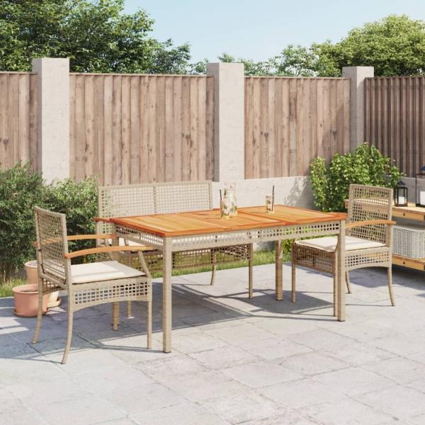 vidaXL 4-tlg. Garten-Essgruppe mit Kissen Beige Poly Rattan 3213585