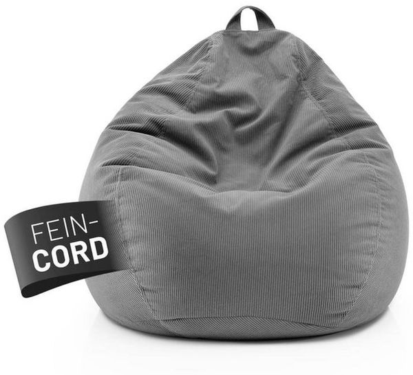 Lumaland Sitzsack Comfort Line Sitzsack Fein Cord M, 120 L - bequemer Indoor Sofa Sessel, ideal zum Pouf - EPS Perlen Bean Bag mit Füllung - Indoor Sitzsessel
