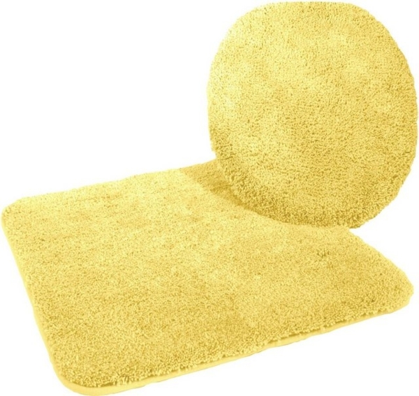 Kinzler J-10053/06 Mikrofaser Bademattenset 2-teilig = WC-Deckelbezug 47x50 cm + Vorleger ohne Ausschnitt 50x55 cm, gelb Bild 3