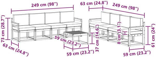 vidaXL Outdoor-Sofagarnitur mit Kissen 9 pcs Weiß und Creme 3387409 Bild 7