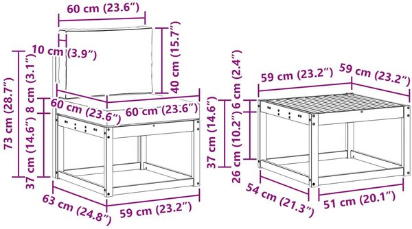 vidaXL Outdoor-Sofagarnitur mit Kissen 9 pcs Weiß und Creme 3387409 Bild 8