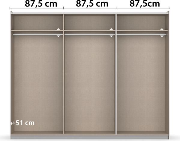 rauch Kleiderschrank; Schwebetürenschrank KRONACH, 2-türig, 2 Spiegeltüren, Graumetallic, 261x210x59xcm Bild 6