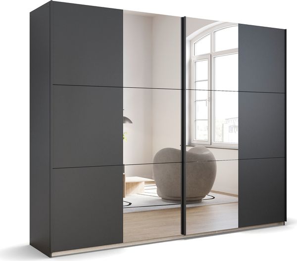 rauch Kleiderschrank; Schwebetürenschrank KRONACH, 2-türig, 2 Spiegeltüren, Graumetallic, 261x210x59xcm Bild 3