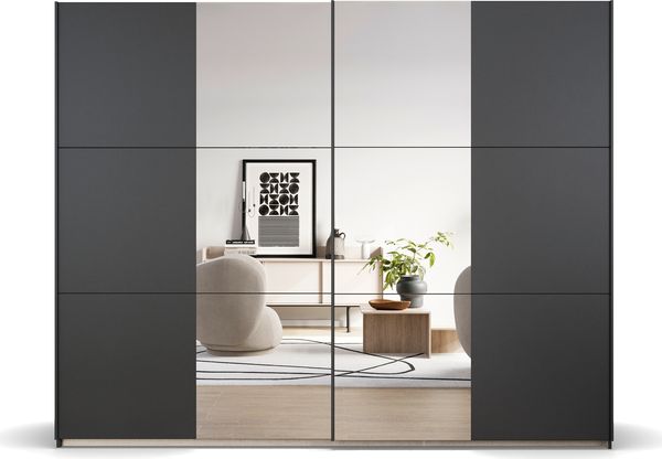 rauch Kleiderschrank; Schwebetürenschrank KRONACH, 2-türig, 2 Spiegeltüren, Graumetallic, 261x210x59xcm Bild 2