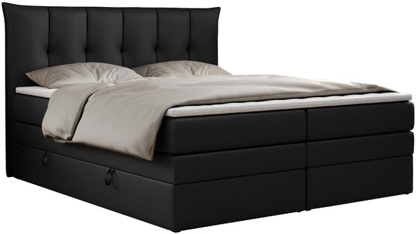 Boxspringbett 7-Zonen Taschenfederkernmatratze und Topper - PREMIUM-10-KING - 180x200cm - Schwarz Kunstleder - H4 Bild 3