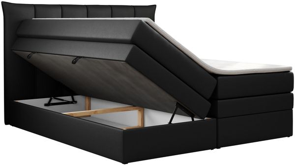 Boxspringbett 7-Zonen Taschenfederkernmatratze und Topper - PREMIUM-10-KING - 180x200cm - Schwarz Kunstleder - H4 Bild 4