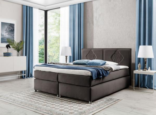Boxspringbett Schlafzimmerbett Bett DAMIANO DELUX Stoff Braun 140x200 cm