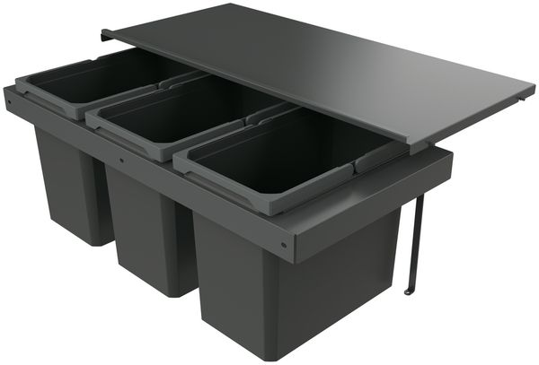 Naber 8013414 Abfallsammler Cox Stand-UP® 350 S/900-3 ohne Biodeckel, anthrazit, 66 (3x22) Liter / 90 cm Schrankbreite