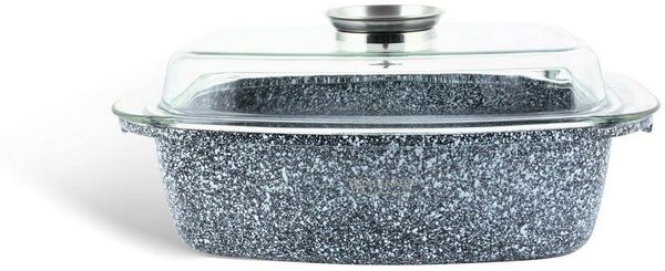 Edenberg Kochtopf Bräter, quadratischer Topf 5,5L Alugussbräter Glasdeckel Gänsepfanne, Aluminium, Keramik (2-tlg, Zeitloses Design des Topfsets. Eine ideale Geschenkidee)