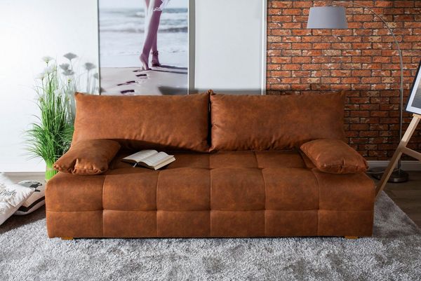 OTTO home Schlafsofa Bella, B: 196 cm, Liegefl. 145x196 cm, Bettfunktion, Bettkasten & 2 Armlehnenkissen, Federkern