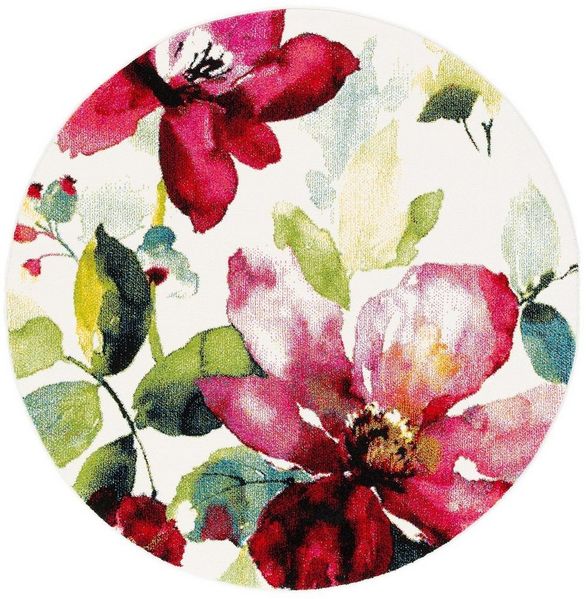 Pergamon Designteppich Designer Teppich Brilliant Blumen Rund, Rund, Höhe: 13 mm