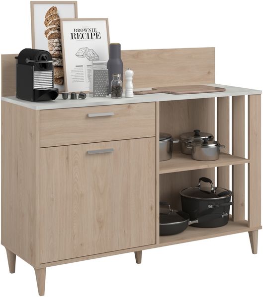 Küchenbuffet >Gala 12< in Jackson Eiche Dekor / Beton-Optik - 120x100x41 (BxHxT)