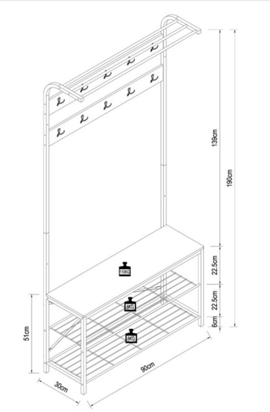 VCM Schuhregal Taliro 920018 Weiß H. 190 x B. 90 x T. 30 cm Bild 3