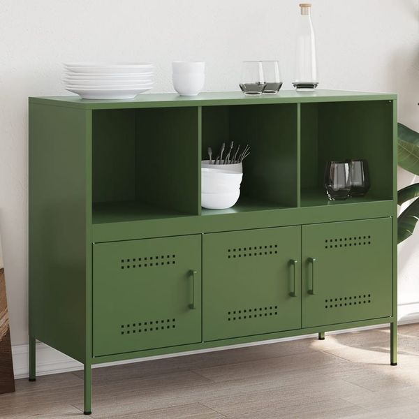 vidaXL Sideboard Olivgrün 100,5x39x79 cm Stahl 843094