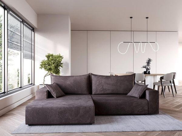 Compleo Ecksofa modern design, 240 cm breit, Modern Couch L mit Schlaffunktion, Schlafcouch Ausziehbar