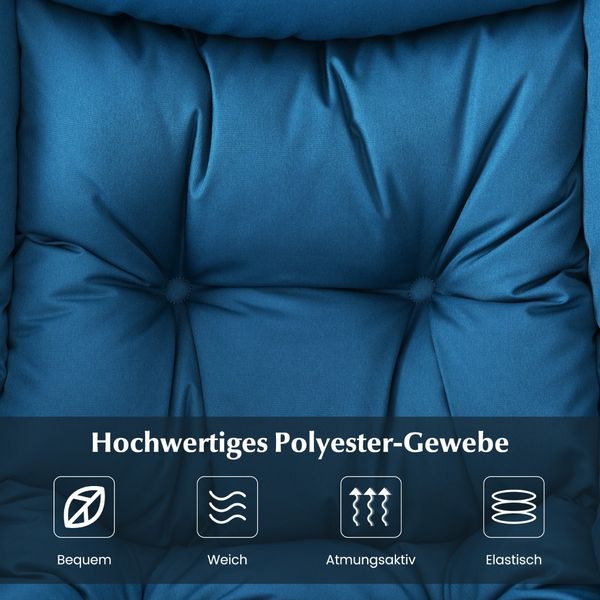 Sessel mit Hocker & Armlehnen & Seitentasche & Fußstütze Relaxsessel Ohrensessel Blau