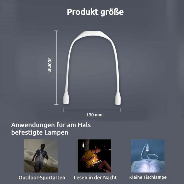 VIVIHEYDAY LED Leselampe LED Leselampe Hals, Leselampe Buch mit 3 Farben & Stufenlos Dimmen, Nackenlampe Wiederaufladbar, Biegbare Arme, Leselicht für Lesen Stricken Camping Nähen Reparieren