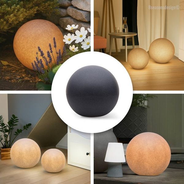 8 seasons design LED Kugelleuchte Shining Globe, Kugellampe für außen (Garten, Terrasse, Balkon), LED wechselbar, E27-Fassung, warmweißes Licht, Dekolampe - robust & langlebig