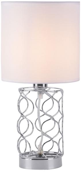 Tischleuchte, Textil weiß, Stahl silber, D 18 cm