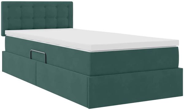 vidaXL LED-Speicherbett mit Matratze Dunkelgrün 90 x 190 cm Samt 3371484 Bild 6