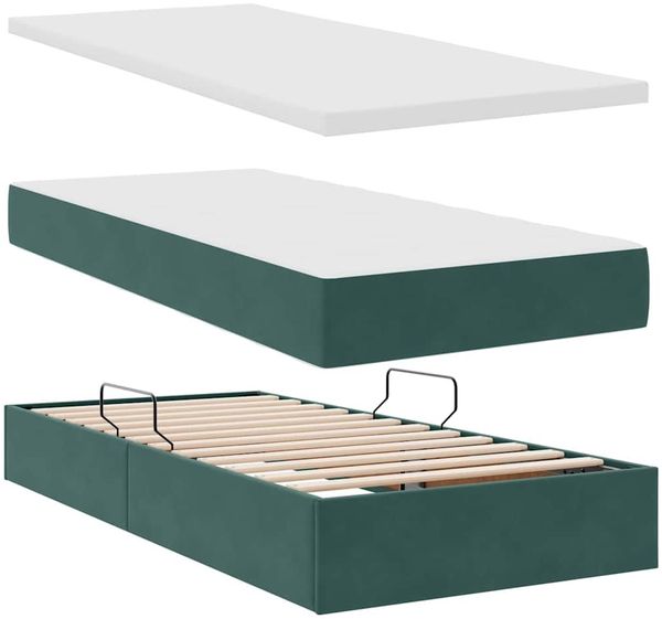 vidaXL LED-Speicherbett mit Matratze Dunkelgrün 90 x 190 cm Samt 3371484 Bild 9
