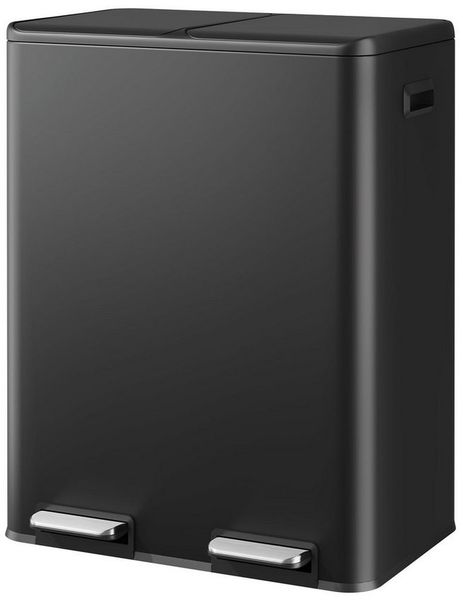 WLIVE Mülleimer Küche 30/60L (2x15/30L), Doppel-Mülleimer mit 2 Fächern, Edelstahl, für Küche & Haushalt