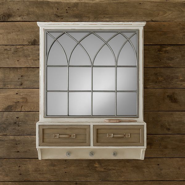 HTI-Living Shabby Chic im Landhausstil Wandspiegel mit Schubladen, Ablage und...