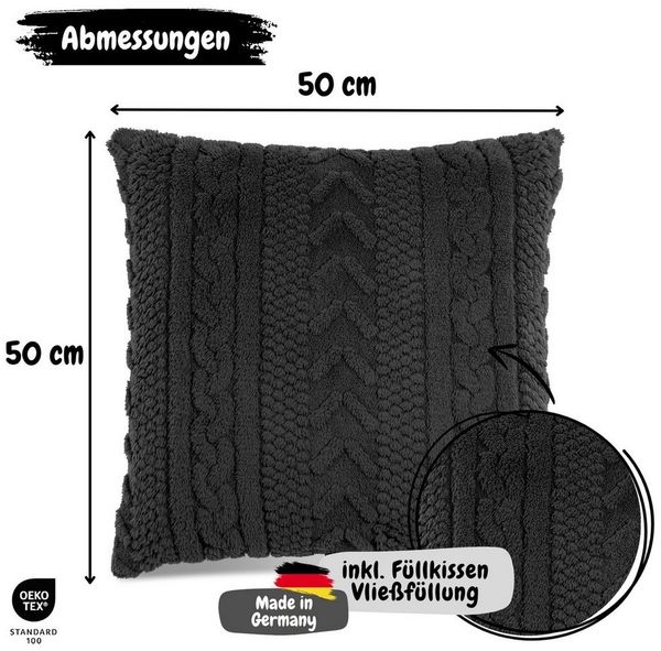 REALLaxx Dekokissen Meran, kuscheliges Sofakissen inkl. Füllung, 50 x 50 cm, Strickoptik