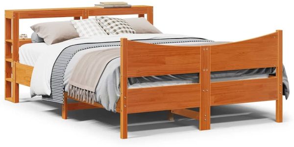 vidaXL Massivholzbett mit Kopfteil Wachsbraun 120x200 cm Kiefer 3306308