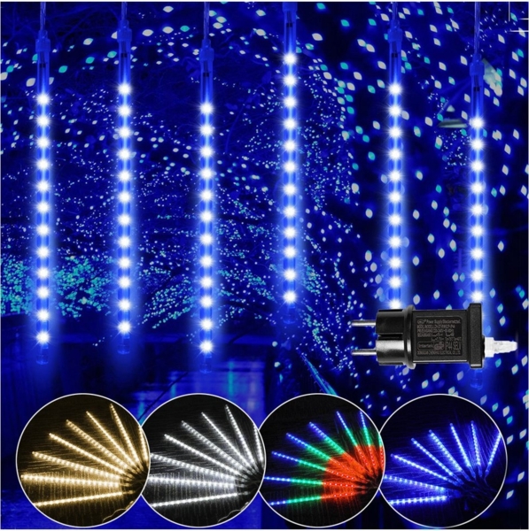 Rosnek LED-Lichterkette 30CM / 50CM LED Eiszapfen Lichterkette,Weihnachtsbeleuchtung Deko, 4 Farben, Warmweiß, Weiß, Mehrfarbig, Blau, 8 Röhren Bild 5