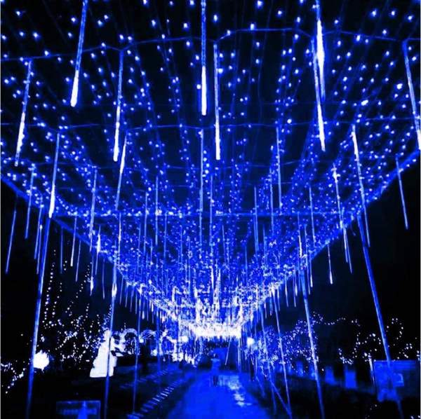 Rosnek LED-Lichterkette 30CM / 50CM LED Eiszapfen Lichterkette,Weihnachtsbeleuchtung Deko, 4 Farben, Warmweiß, Weiß, Mehrfarbig, Blau, 8 Röhren Bild 2