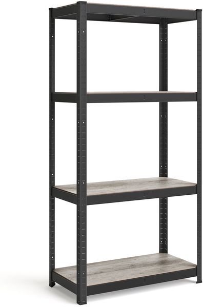 Songmics Standregal, Bücherregal, Schwerlastregal, Kellerregal, Lagerregal, verstellbar, 40 x 80 x 160 cm, bis 520 kg belastbar, für Küche, Wohnzimmer, Greige-Schwarz