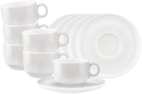 Seltmann Weiden Sento Home Kaffeetasse mit Untertasse 210 ml 6er Set - Aura white