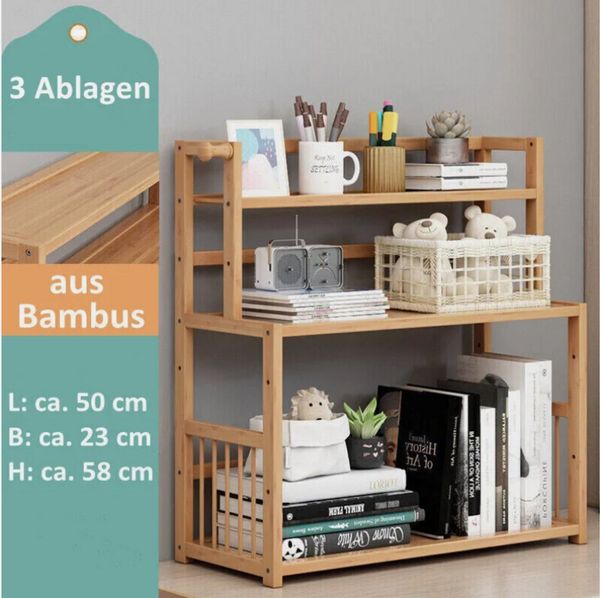 Holz Lichter Bücherregal Holzregal 3 Ebenen Standregal Küchenregal Wandregal Badregal